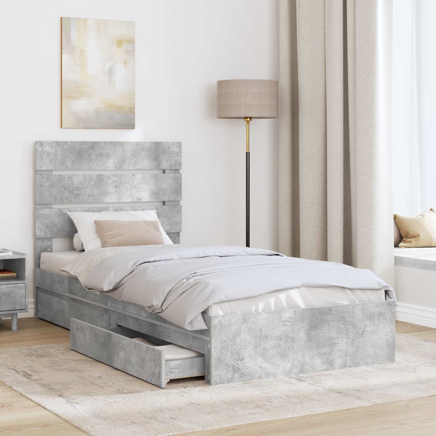 vidaXL Aufbewahrungsbett Beton Grau 70 x 190 cm Holzwerkstoff