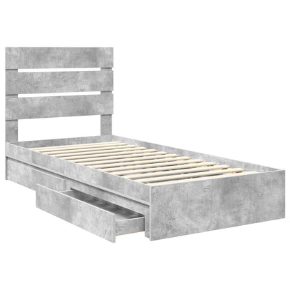 vidaXL Aufbewahrungsbett Beton Grau 70 x 190 cm Holzwerkstoff