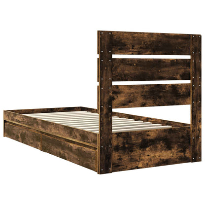 Aufbewahrungsbett Geräucherte Eiche 70 x 190 cm Holzwerkstoff