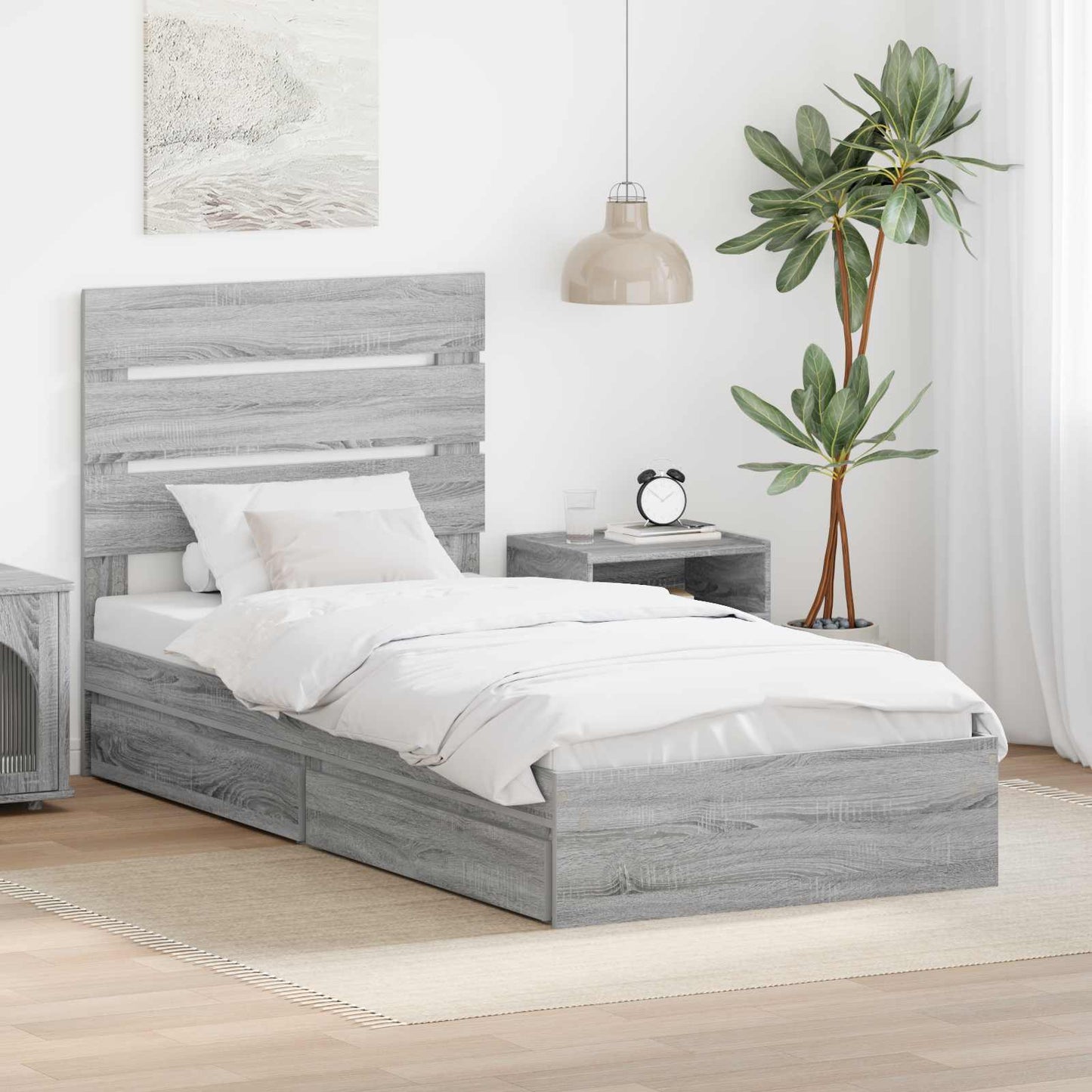 vidaXL Aufbewahrungsbett Graues Sonoma 70 x 190 cm Holzwerkstoff
