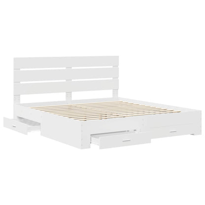 vidaXL Bettrahmen mit Schubladen Weiß 200 x 200 cm Holzwerkstoff
