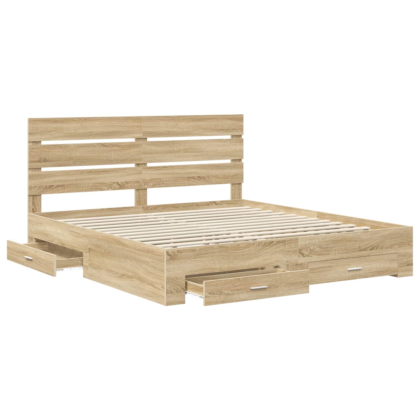 Bettrahmen mit Kopfteil Sonoma-Eiche 200 x 200 cm Holzwerkstoff