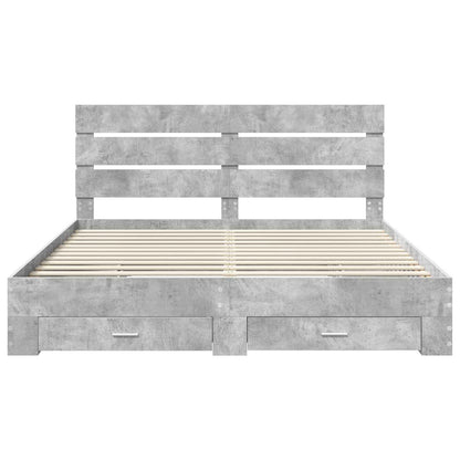 vidaXL Bettrahmen mit Schubladen Beton Grau 200 x 200 cm Holzwerkstoff