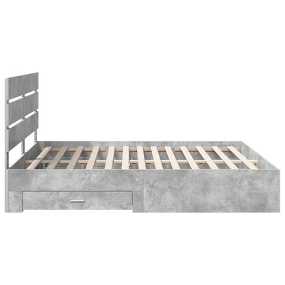 vidaXL Bettrahmen mit Schubladen Beton Grau 200 x 200 cm Holzwerkstoff