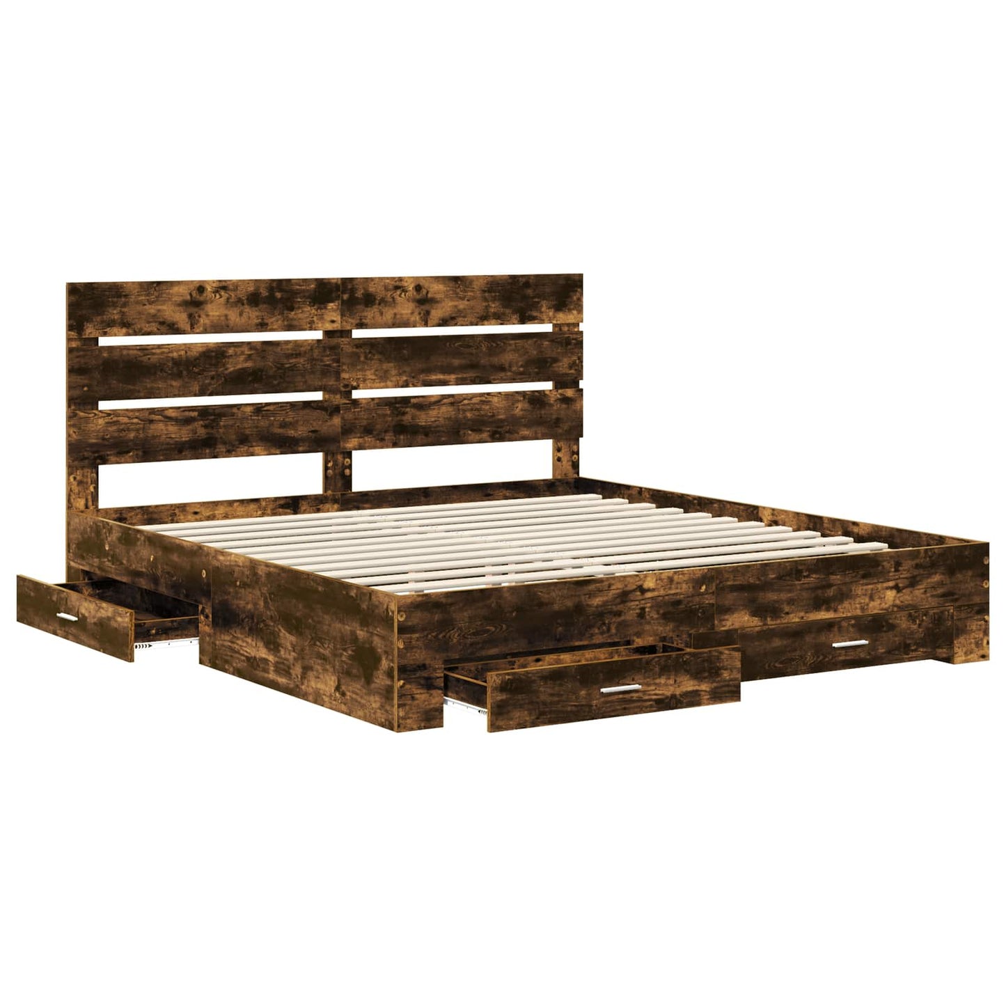 vidaXL Cadre de lit Chêne fumé 200 x 200 cm Bois d'ingénierie
