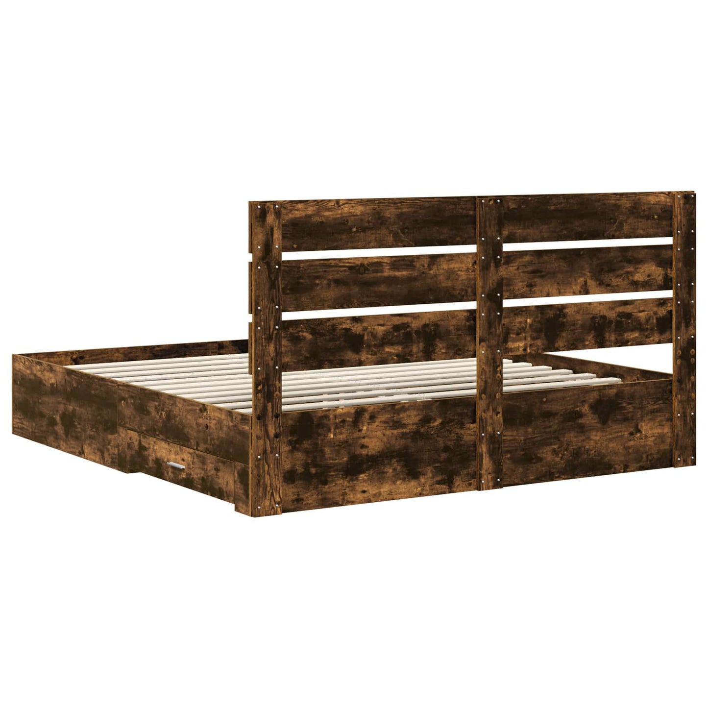vidaXL Cadre de lit Chêne fumé 200 x 200 cm Bois d'ingénierie