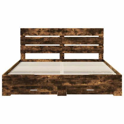 vidaXL Cadre de lit Chêne fumé 200 x 200 cm Bois d'ingénierie
