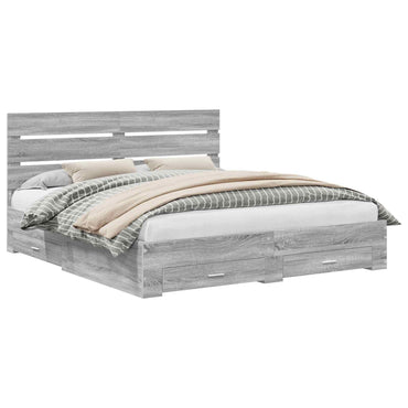 vidaXL Bettrahmen Graues Sonoma 200 x 200 cm Holzwerkstoff