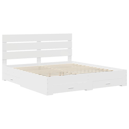 Bettrahmen mit Schubladen Weiß 180 x 200 cm Holzwerkstoff