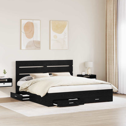vidaXL Bettrahmen Schwarz Eichen-Optik 180 x 200 cm Holzwerkstoff