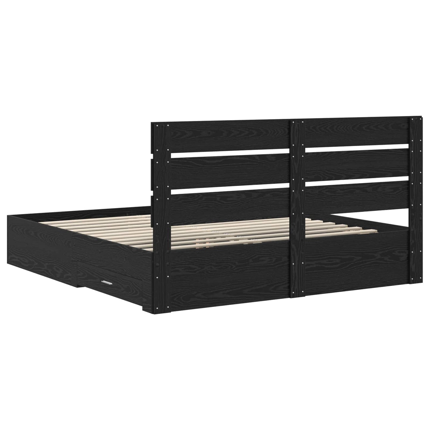 vidaXL Bettrahmen Schwarz Eichen-Optik 180 x 200 cm Holzwerkstoff