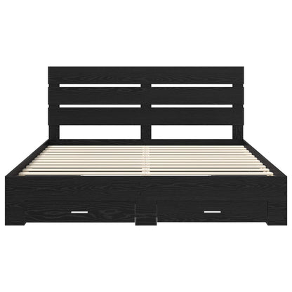 vidaXL Bettrahmen Schwarz Eichen-Optik 180 x 200 cm Holzwerkstoff