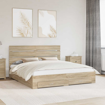 vidaXL Bettrahmen mit Kopfteil Sonoma-Eiche 180 x 200 cm Holzwerkstoff