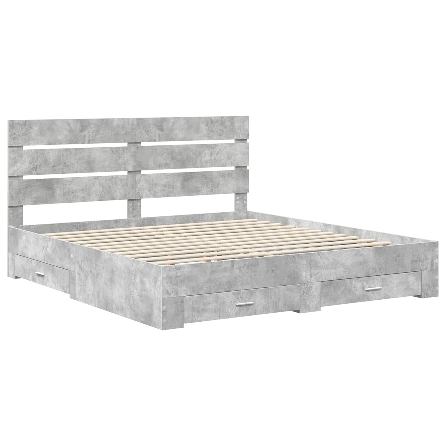 vidaXL Bettrahmen mit Schubladen Beton Grau 180 x 200 cm Holzwerkstoff