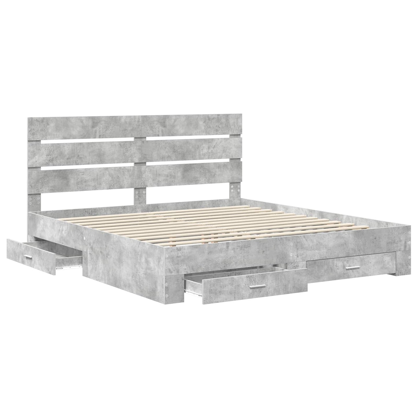 vidaXL Bettrahmen mit Schubladen Beton Grau 180 x 200 cm Holzwerkstoff