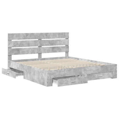 vidaXL Bettrahmen mit Schubladen Beton Grau 180 x 200 cm Holzwerkstoff