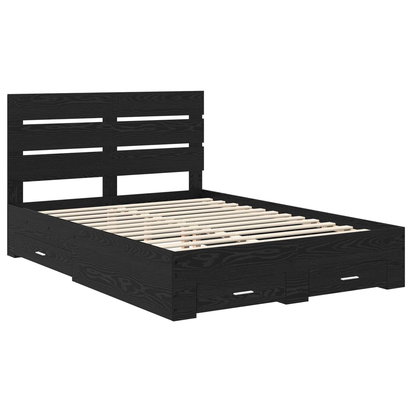 vidaXL Bettrahmen Schwarz Eichen-Optik 160 x 200 cm Holzwerkstoff