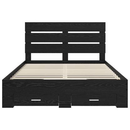 vidaXL Bettrahmen Schwarz Eichen-Optik 160 x 200 cm Holzwerkstoff