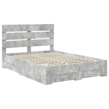 vidaXL Bettrahmen mit Schubladen Beton Grau 160 x 200 cm Holzwerkstoff