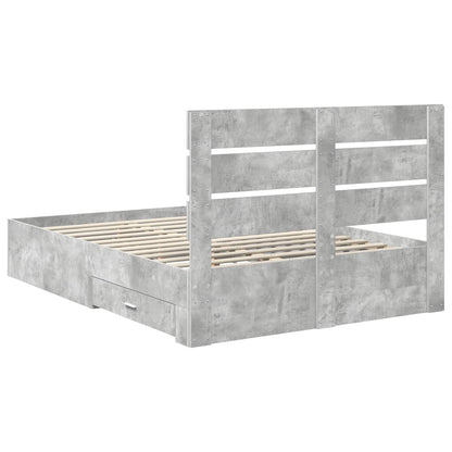 vidaXL Bettrahmen mit Schubladen Beton Grau 160 x 200 cm Holzwerkstoff