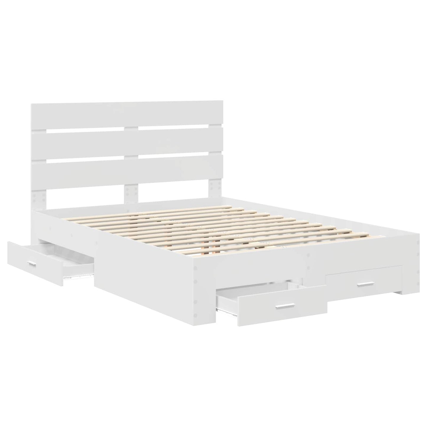 vidaXL Bettrahmen mit Schubladen Weiß 150 x 200 cm Holzwerkstoff