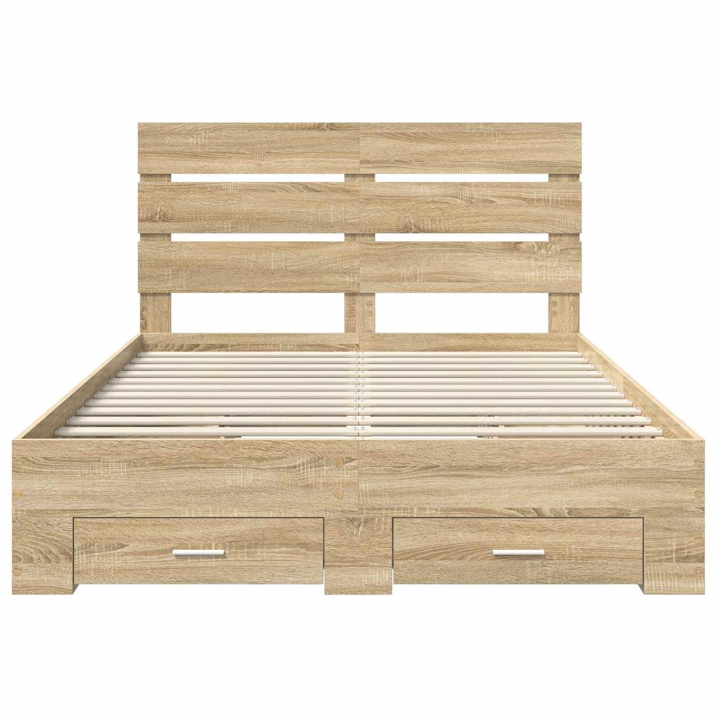 vidaXL Bettrahmen mit Kopfteil Sonoma-Eiche 140 x 200 cm Holzwerkstoff
