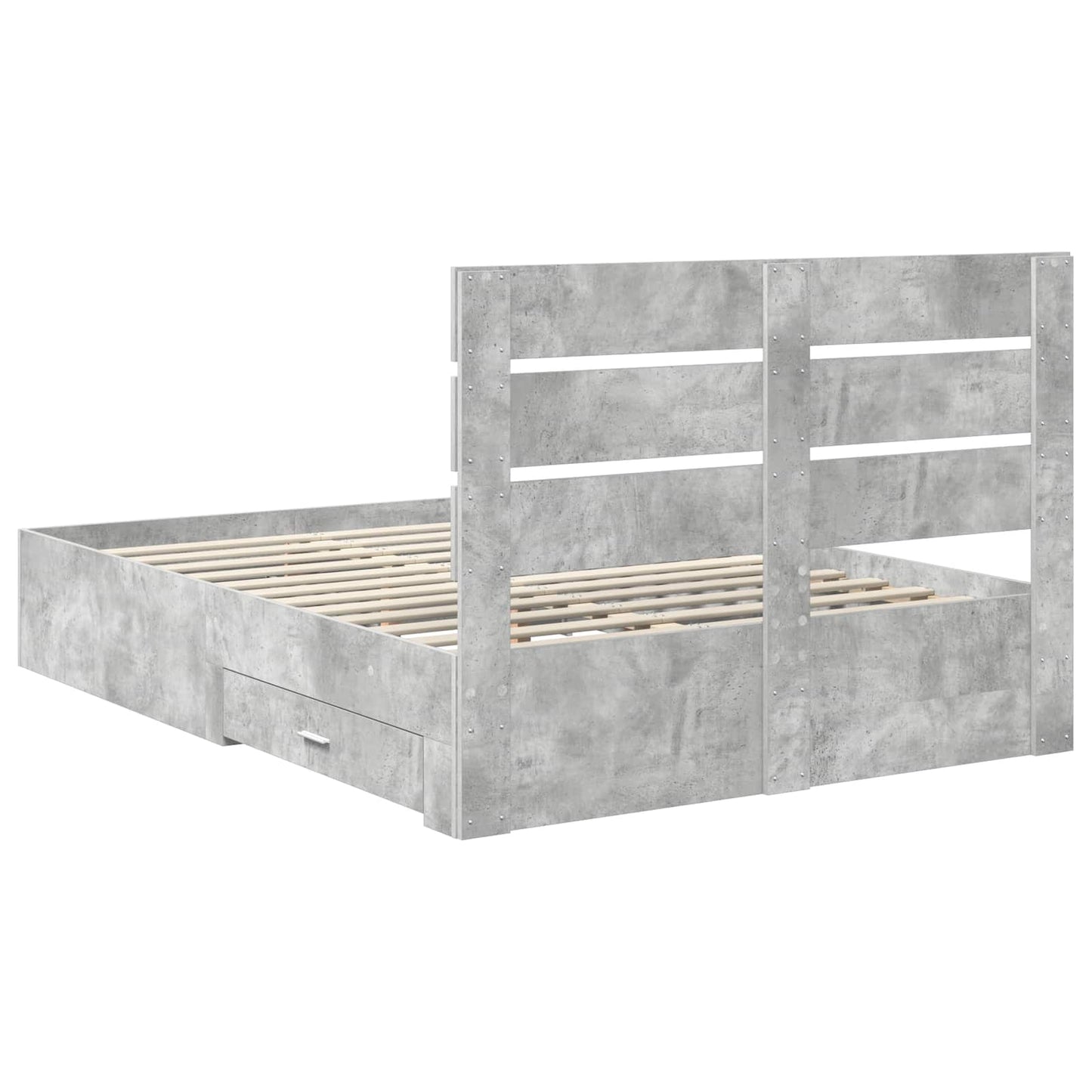 vidaXL Cadre de lit avec tiroirs Gris béton 140 x 200 cm Bois d'ingénierie