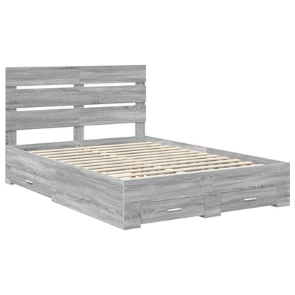 vidaXL Bettrahmen Graues Sonoma 140 x 200 cm Holzwerkstoff