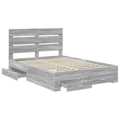 vidaXL Bettrahmen Graues Sonoma 140 x 200 cm Holzwerkstoff