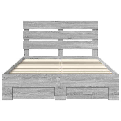vidaXL Bettrahmen Graues Sonoma 140 x 200 cm Holzwerkstoff