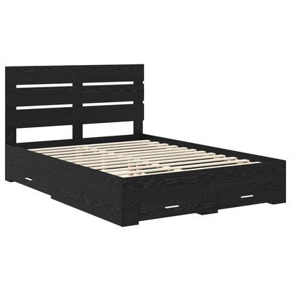 vidaXL Bettrahmen Schwarz Eichen-Optik 140 x 190 cm Holzwerkstoff