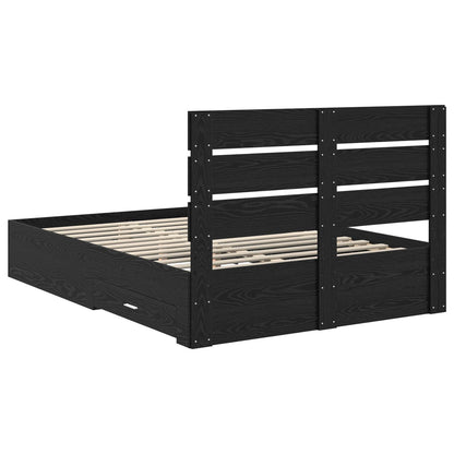 vidaXL Bettrahmen Schwarz Eichen-Optik 140 x 190 cm Holzwerkstoff