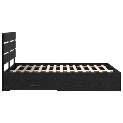 vidaXL Bettrahmen Schwarz Eichen-Optik 140 x 190 cm Holzwerkstoff