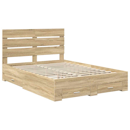 vidaXL Bettrahmen mit Kopfteil Sonoma-Eiche 140 x 190 cm Holzwerkstoff