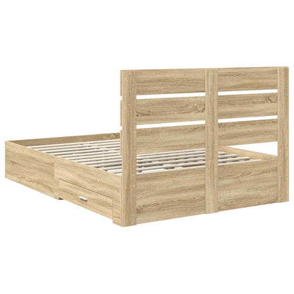vidaXL Bettrahmen mit Kopfteil Sonoma-Eiche 140 x 190 cm Holzwerkstoff
