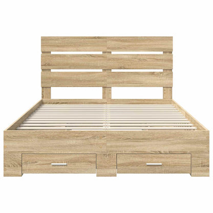 vidaXL Bettrahmen mit Kopfteil Sonoma-Eiche 140 x 190 cm Holzwerkstoff