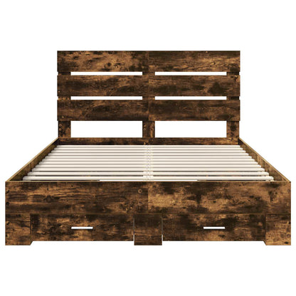 Bettrahmen Geräucherte Eiche 140 x 190 cm Holzwerkstoff