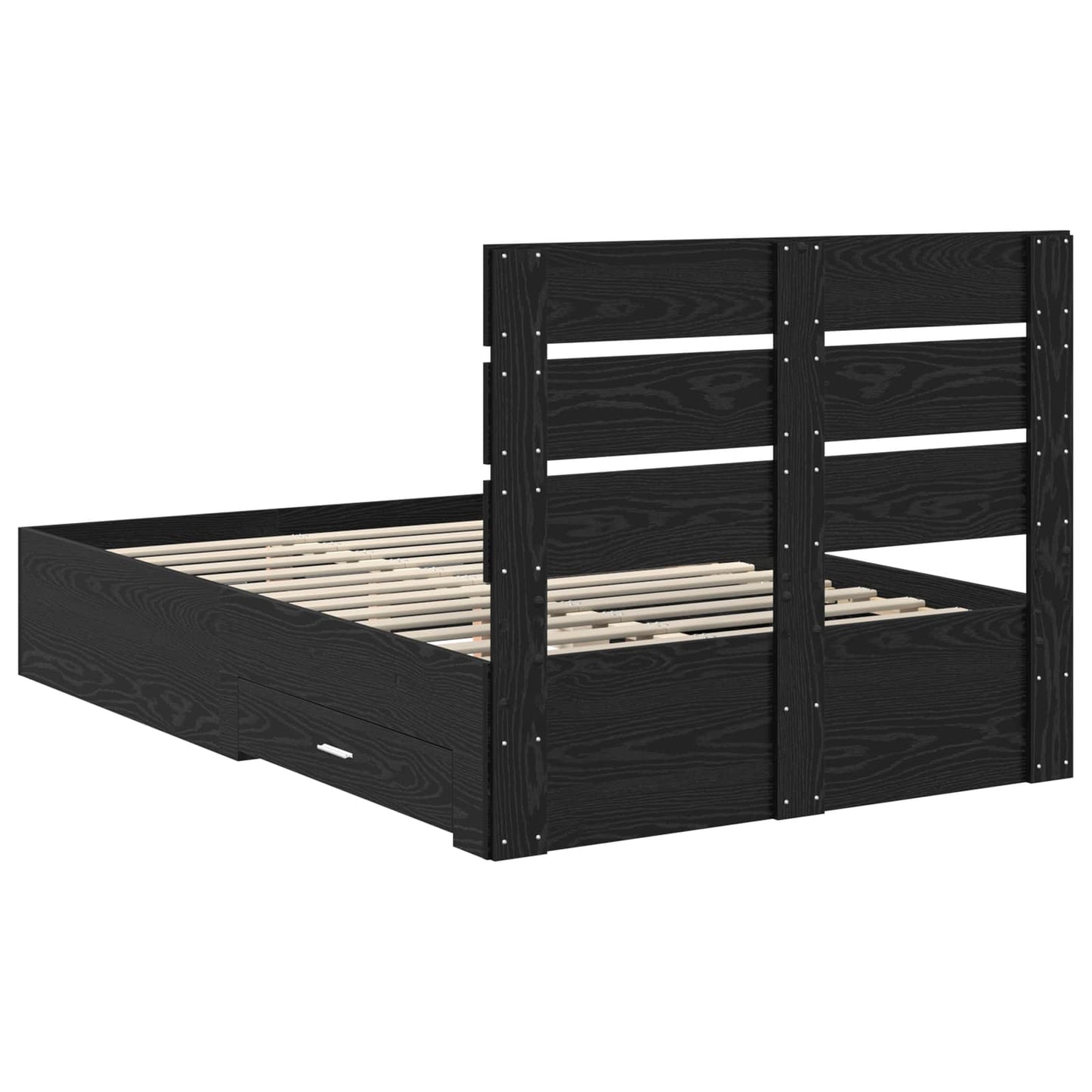 vidaXL Bettrahmen Schwarz Eichen-Optik 135 x 190 cm Holzwerkstoff