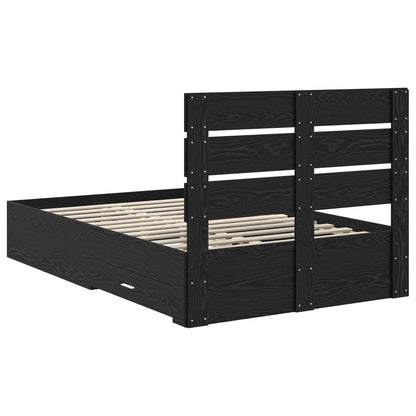 vidaXL Bettrahmen Schwarz Eichen-Optik 135 x 190 cm Holzwerkstoff