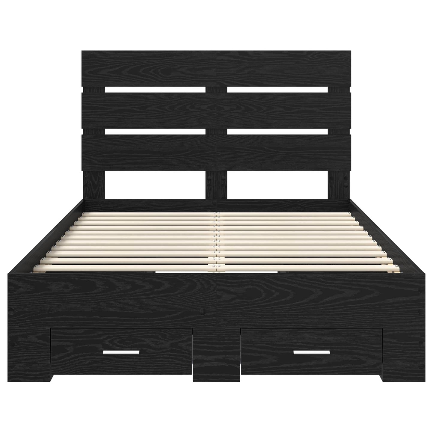 vidaXL Bettrahmen Schwarz Eichen-Optik 135 x 190 cm Holzwerkstoff