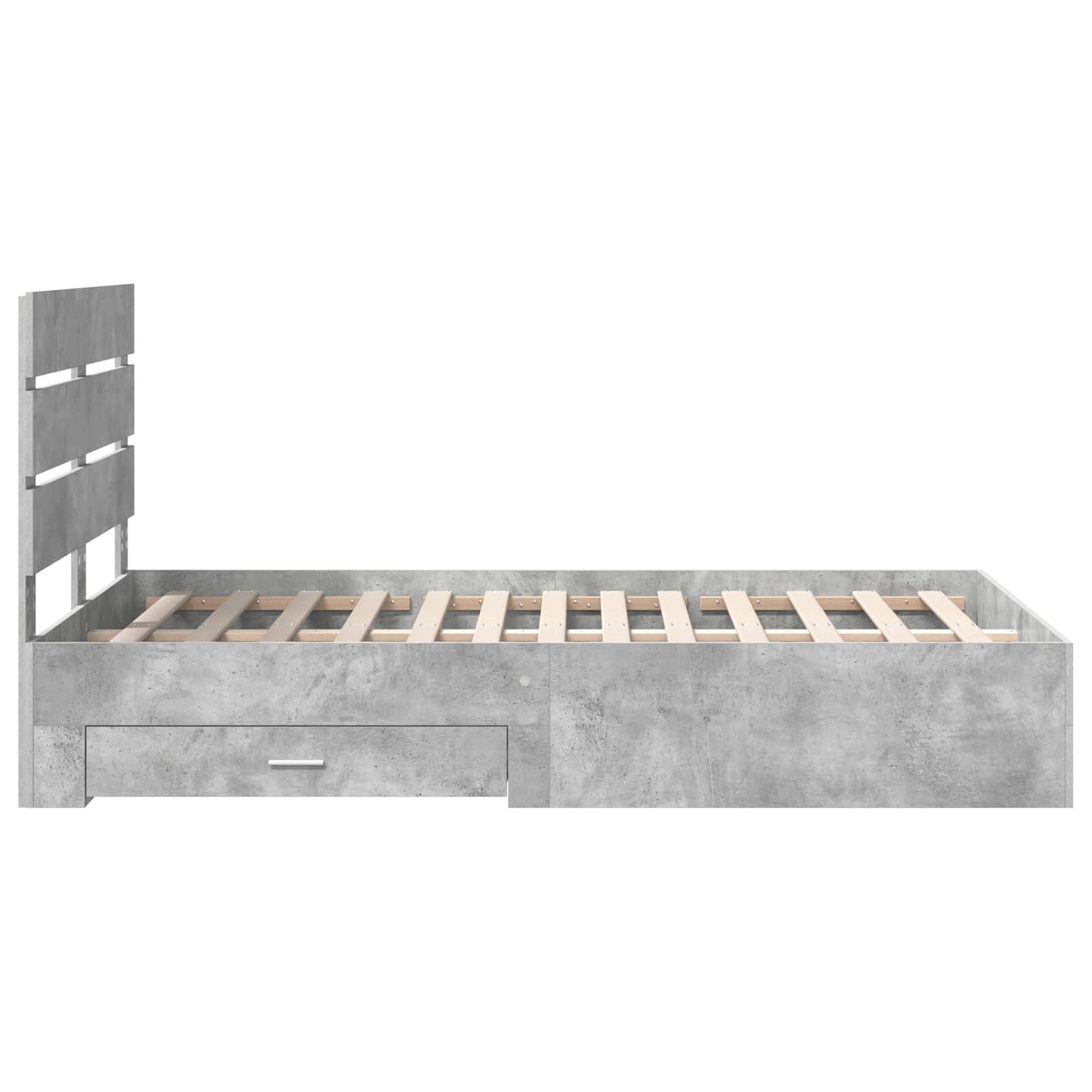 Bettrahmen mit Schubladen Beton Grau 135 x 190 cm Holzwerkstoff