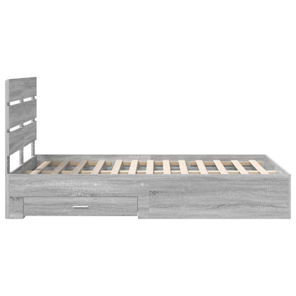Bettrahmen Graues Sonoma 135 x 190 cm Holzwerkstoff