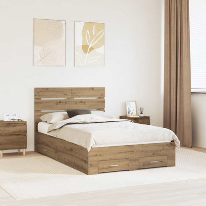vidaXL Bettrahmen Artisan-Eiche 135 x 190 cm Holzwerkstoff