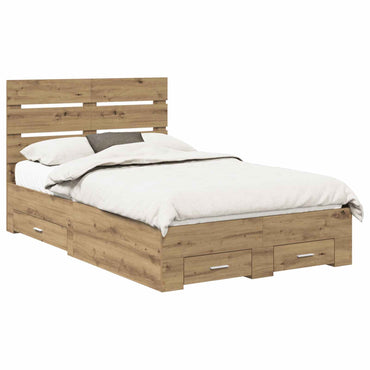 vidaXL Bettrahmen Artisan-Eiche 135 x 190 cm Holzwerkstoff