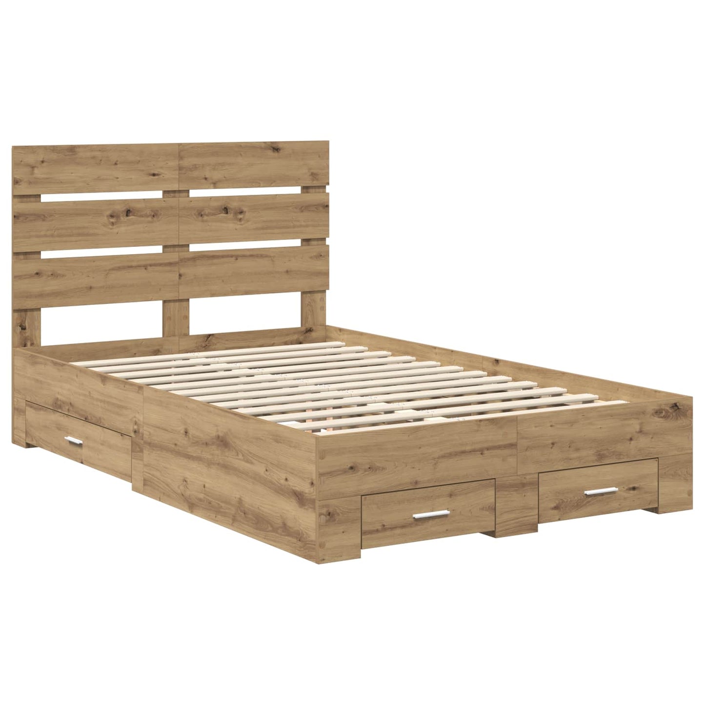 vidaXL Bettrahmen Artisan-Eiche 135 x 190 cm Holzwerkstoff