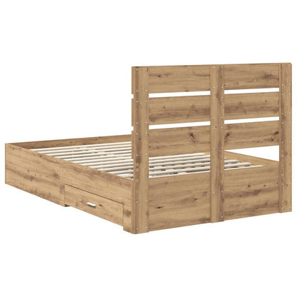 vidaXL Bettrahmen Artisan-Eiche 135 x 190 cm Holzwerkstoff