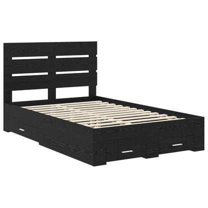 vidaXL Bettrahmen Schwarz Eichen-Optik 120 x 200 cm Holzwerkstoff