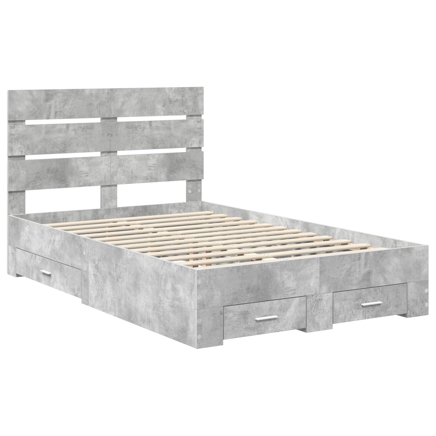 vidaXL Bettrahmen mit Schubladen Beton Grau 120 x 200 cm Holzwerkstoff