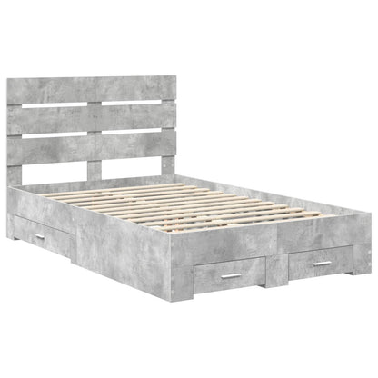 vidaXL Bettrahmen mit Schubladen Beton Grau 120 x 200 cm Holzwerkstoff