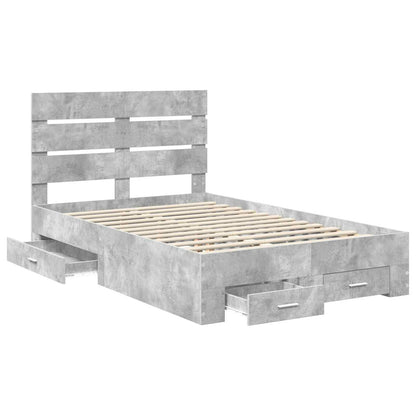 vidaXL Bettrahmen mit Schubladen Beton Grau 120 x 200 cm Holzwerkstoff